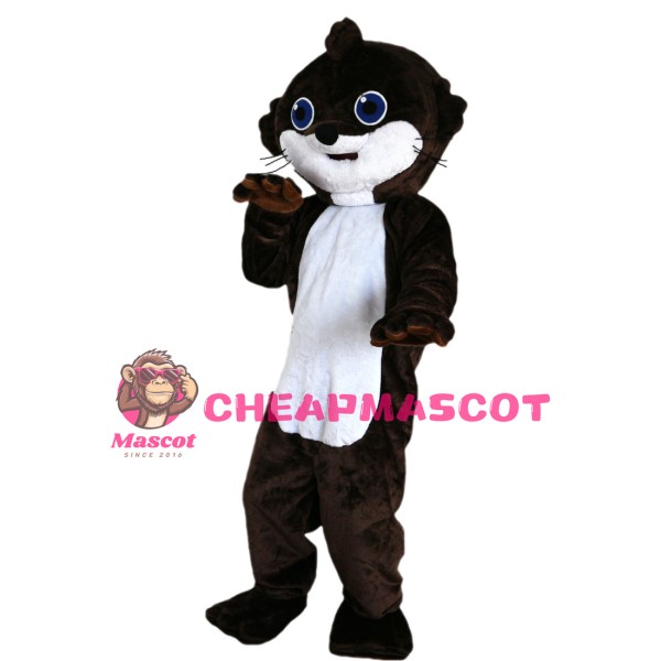 Big Head Beaver With Blue Eyes Mascot Costume