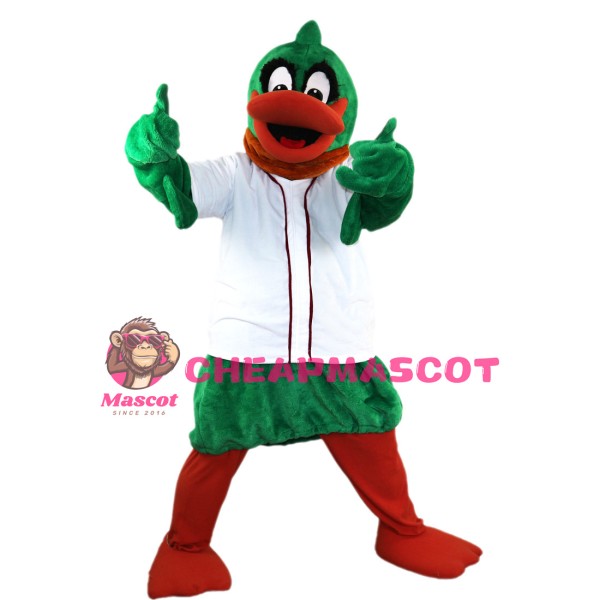 Pleased Green Duck Mascot Costume
