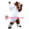 White & Brown Horse Mascot Costume