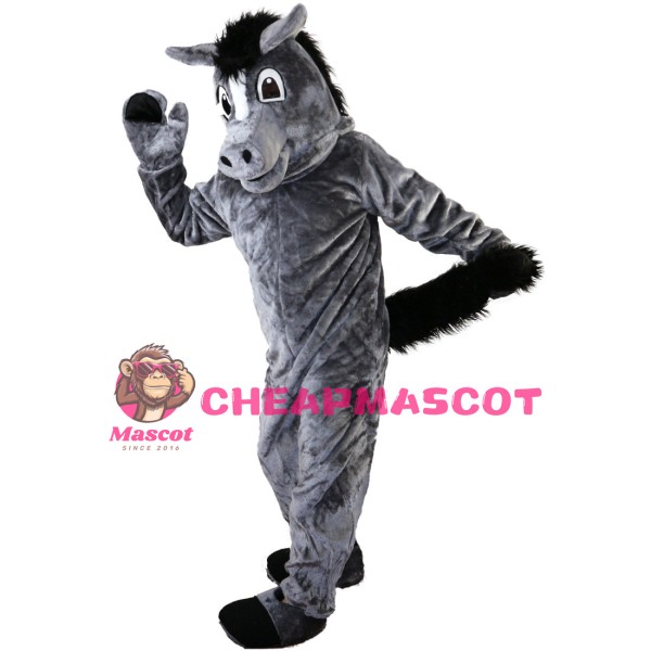 Grey Horse With Black Tail Mascot Costume