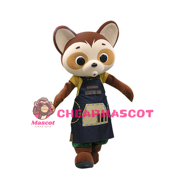 Brown Raccoon With Apron Mascot Costume