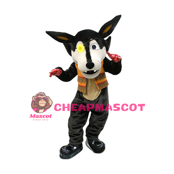 One-eyed Wolf In Waistcoat Mascot Costume