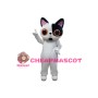 White Cat With Half Of Face Black Mascot Costume