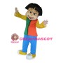 Short Hair Girl Wearing Colorful Set Mascot Costume