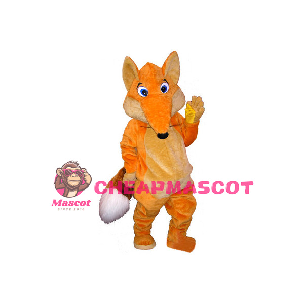 Orange Fox With Furry Tail Mascot Costume