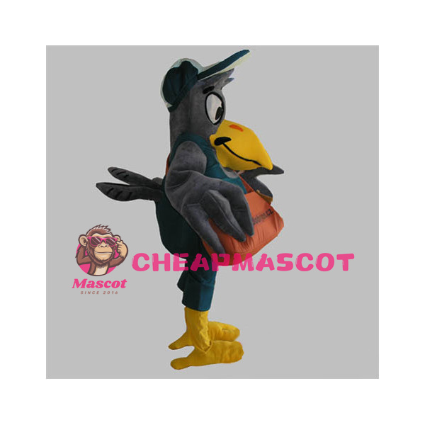 Grey Bird Carrying Big Bag Mascot Costume