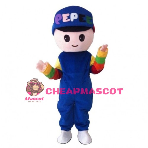 Big Head Boy With Blue Set Mascot Costume