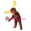 Brown Moose With Yellow Antlers Mascot Costume