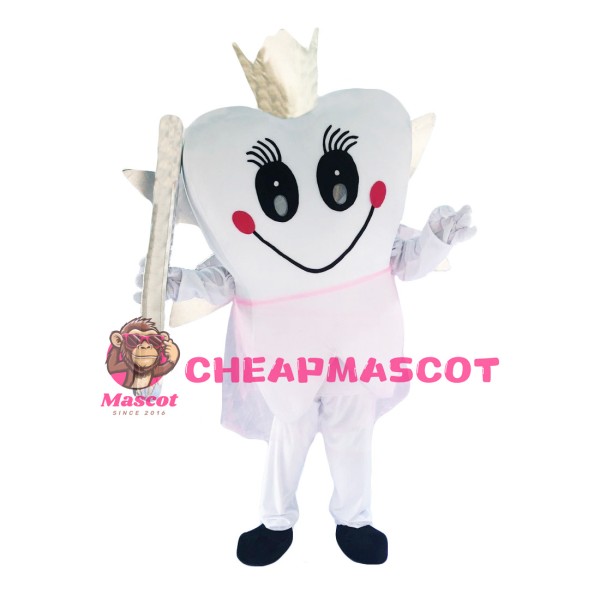 Cartoon Tooth Holding Toothbrush Mascot Costume