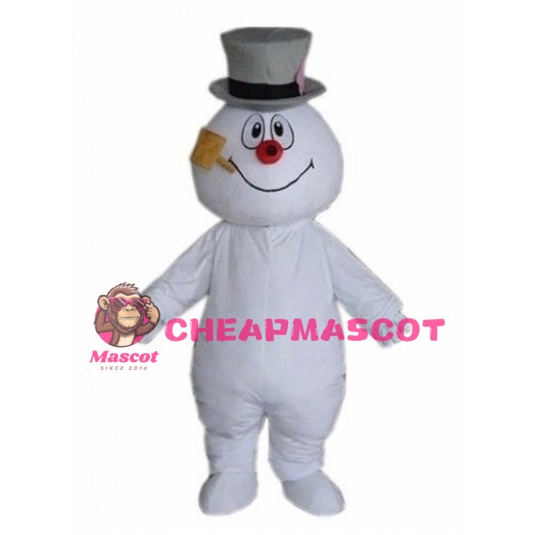 Snowman With Grey Hat Mascot Costume