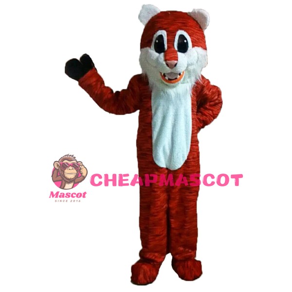Friendly Greeting Old Tiger Mascot Costume