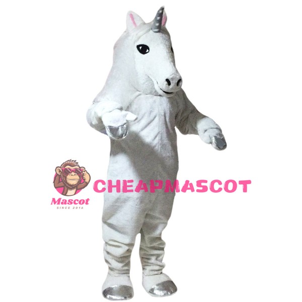 Beautiful White Horse With Silver Horn Mascot Costume