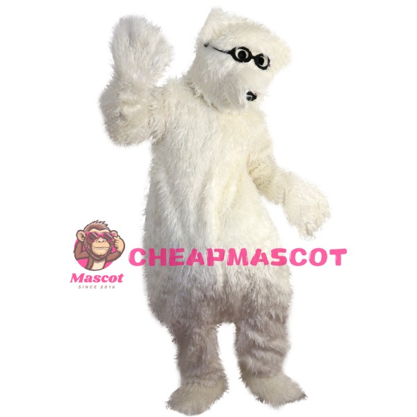 Smart Polar Bear With Black Glasses Mascot Costume