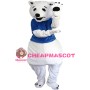 White Polar Bear With Blue Shirt Mascot Costume