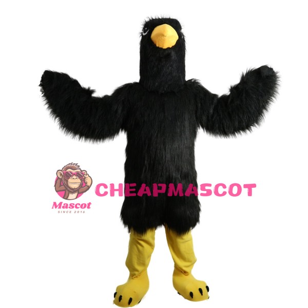 Black Long Fur Eagle Mascot Costume