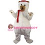 Mediocre White Bear With Red Scarf Mascot Costume