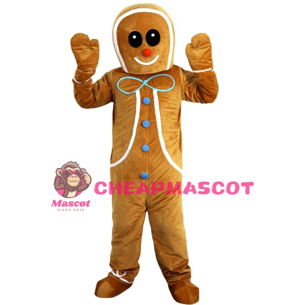 Interesting Breadman With Blue Buttons Mascot Costume
