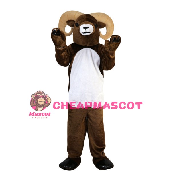 Brown Ram With Curved Claws Mascot Costume