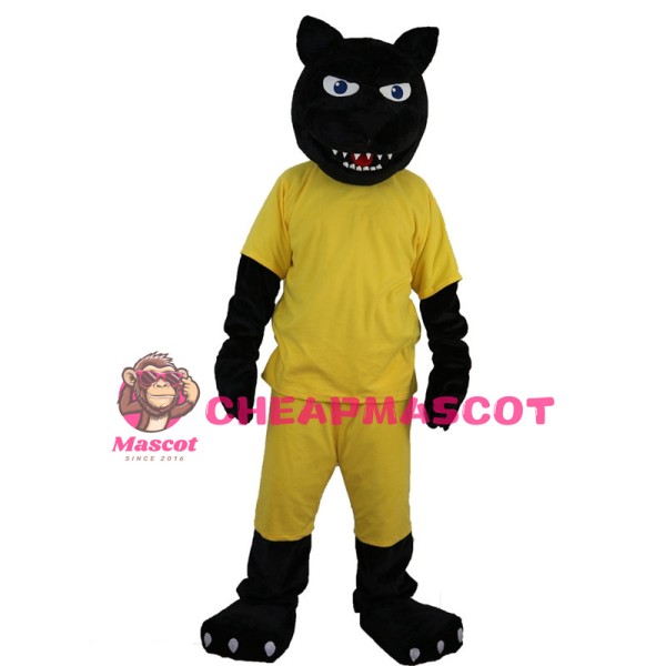 Black Panther With Yellow Set Mascot Costume