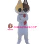 Cute White Doodle Cat Mascot Costume