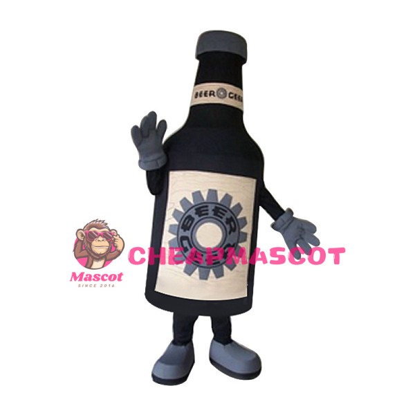 Cartoon Black Beer Bottle Mascot Costume