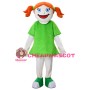 Orange Hair Girl With Green Dress Mascot Costume