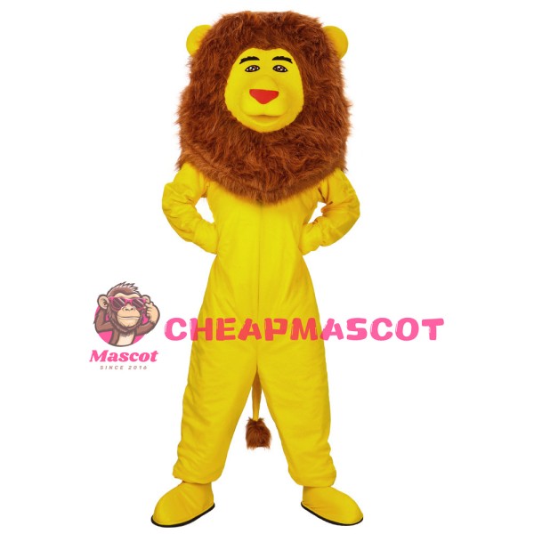 Yellow Lion With Bushy Mane Mascot Costume