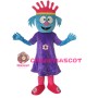 Blue Girl In Purple Flower Dress Mascot Costume