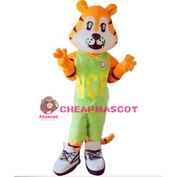 Sports Tiger With Green Set Mascot Costume
