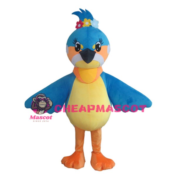 Bright Eyes Bird With Colorful Flowers Mascot Costume