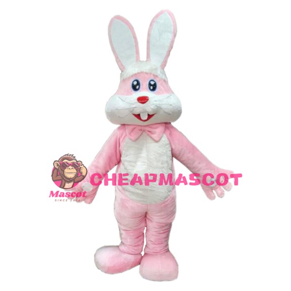 Long Ears Pink Rabbit Mascot Costume