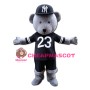 Lively Gray Bear With Jersey Mascot Costume