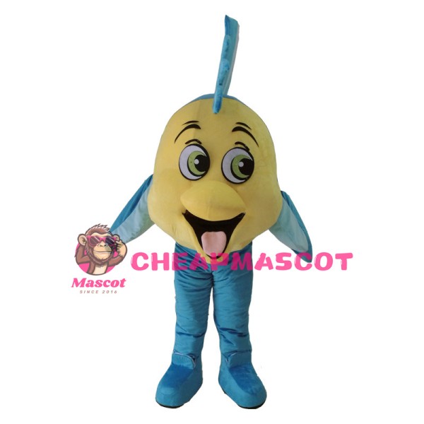 Yellow & Light Blue Flounder Mascot Costume