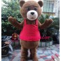 Brown Bear With Red Vest Mascot Costume