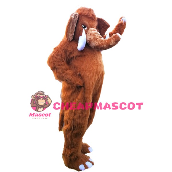 Fierce Brown Elephant With Sharp Ivory Mascot Costume