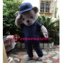 Grey Bear With Blue Set Mascot Costume