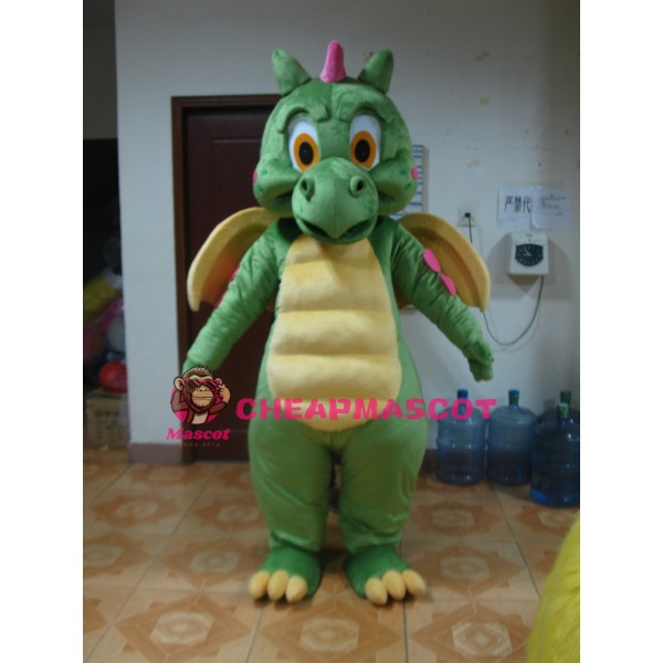 Powerful Dragon With Yellow Wings Mascot Costume