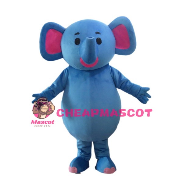 Cartoon Blue Elephant Mascot Costume