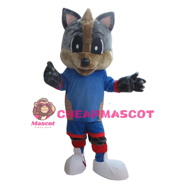 Grey Squirrel With Blue Sports Set Mascot Costume