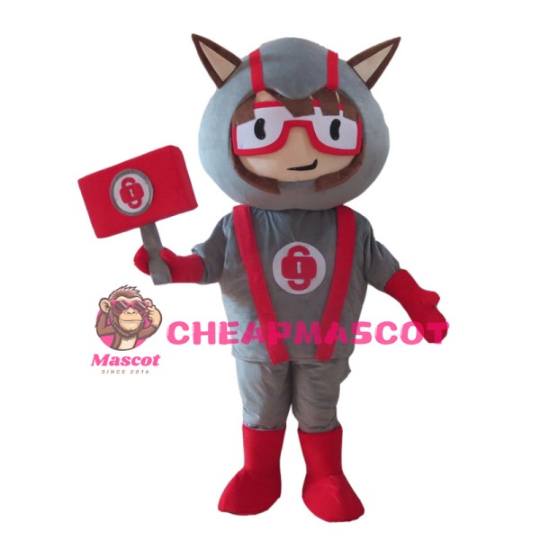Cartoon Unlocker Holding Sign Mascot Costume