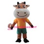 Happy Brown Cattle Couple Mascot Costume
