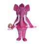 Pink Elephant With Long Curved Ivory Mascot Costume
