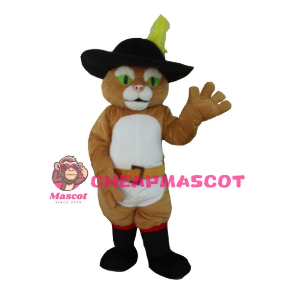 Green Eyes Cat With Boots Mascot Costume