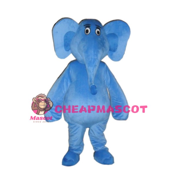 Adult Cartoon Blue Elephant Mascot Costume
