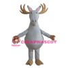 White Reindeer With Brown Antlers Mascot Costume
