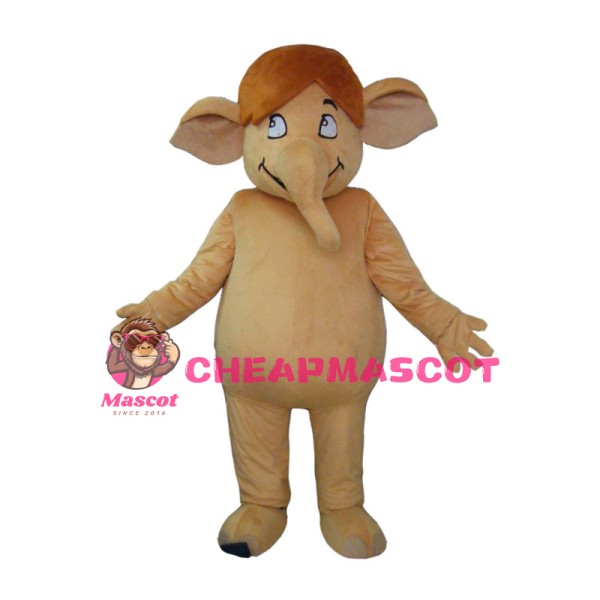 Funny Elephant With Brown Hair Mascot Costume