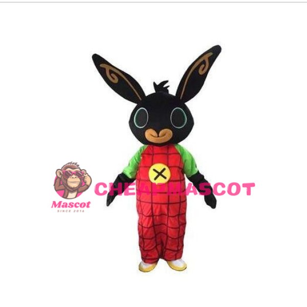 Black Rabbit With Red Plaid Pants Mascot Costume