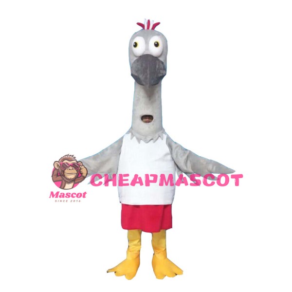 Long Neck Grey & White Bird Mascot Costume