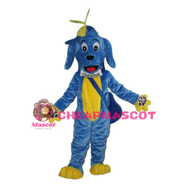 Blue Dog Carrying Guitar Mascot Costume