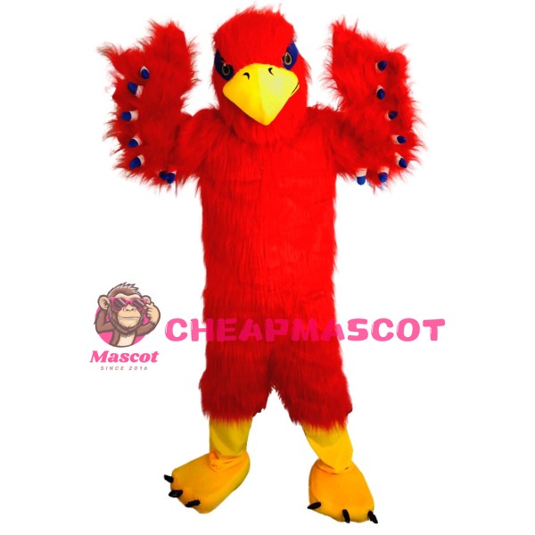 Pointy Beak Red Furry Eagle Mascot Costume